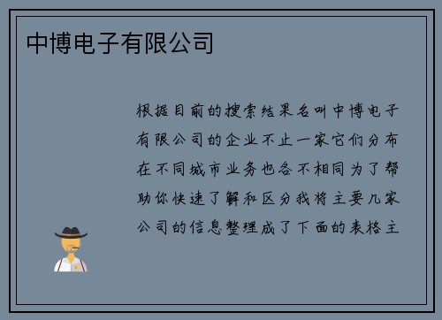 中博电子有限公司
